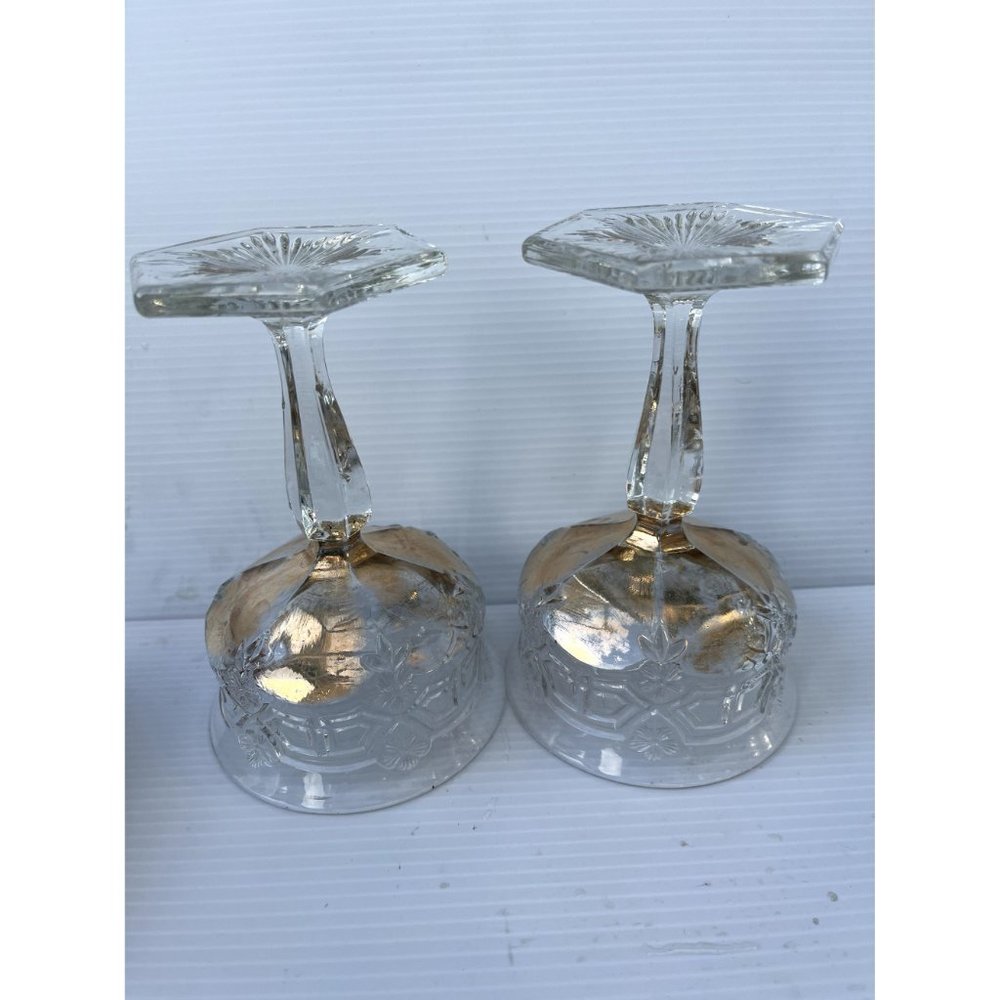 2 Pink Glow Vintage Uranium Etched Depression Glass  Goblets - Picture 9 of 12